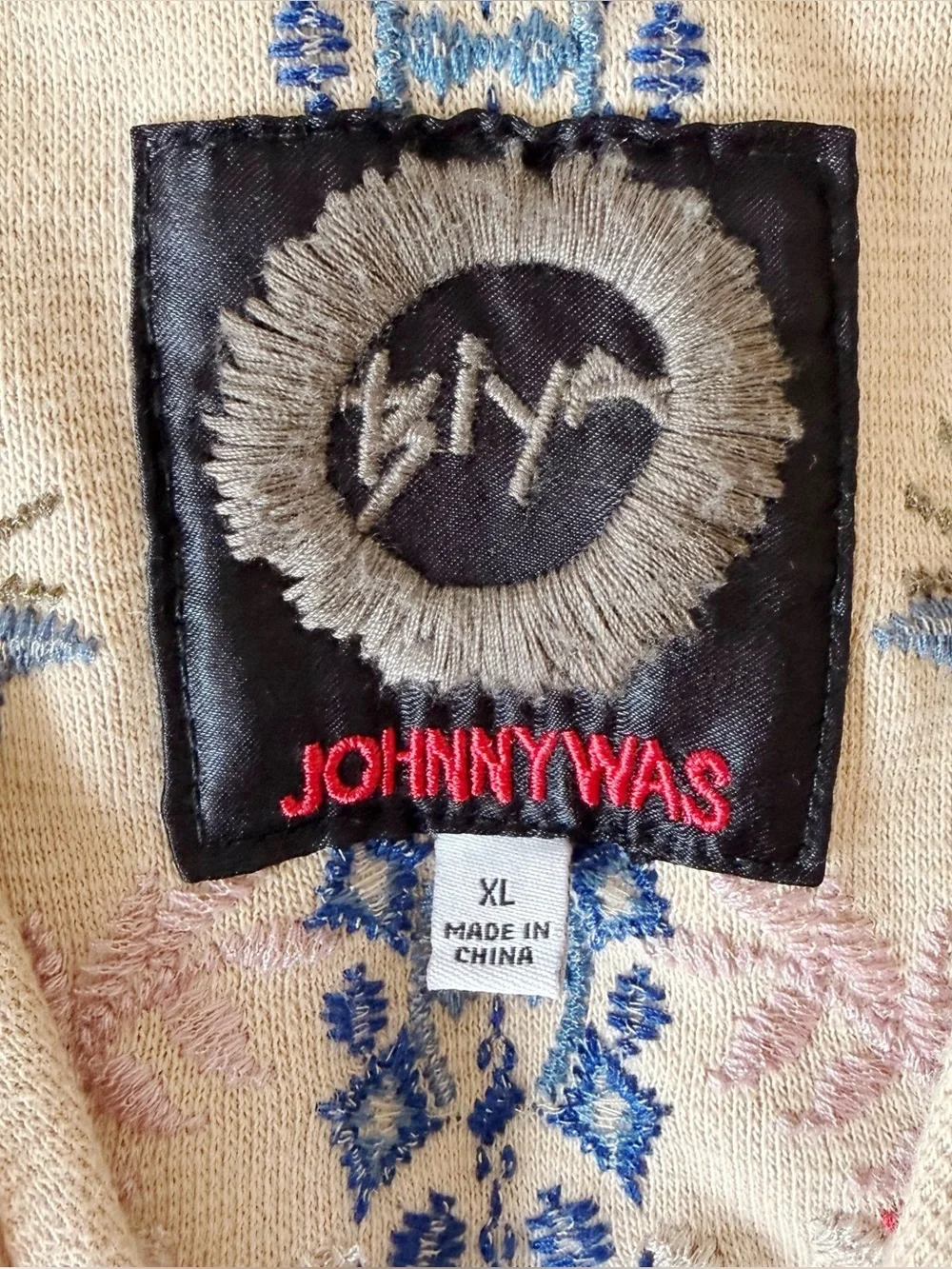 Johnny Was BIYA Embroidered Cardigan Coat Boho Floral Jacket Beige Multicolor XL - Picture 9 of 14